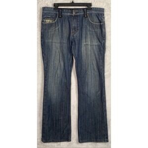 Y2K Blac Label Mens Jeans 38x32 Premium Denim‎ Embroidered Grunge Goth Baggy 39